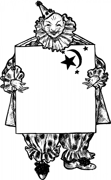 Vintage Creepy Clown Frame coloring page image