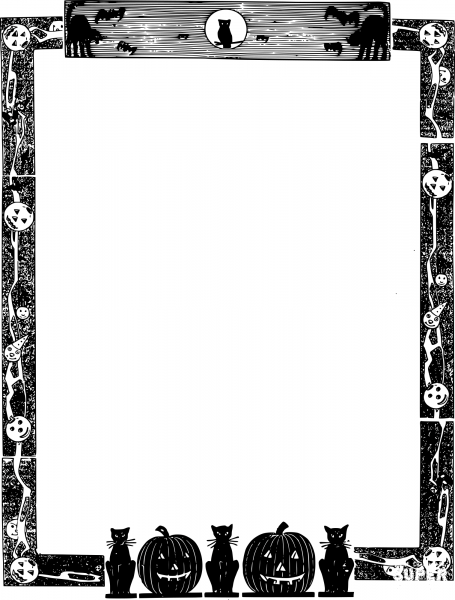 Vintage Creepy Halloween Frame coloring page image