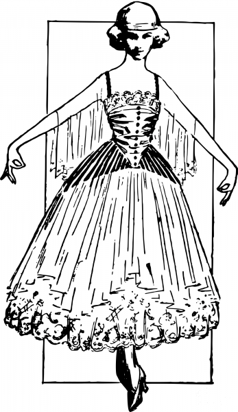 Vintage Creepy Lady in a Dress coloring page image