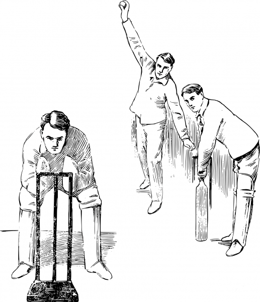 Vintage Cricket Players coloring page image