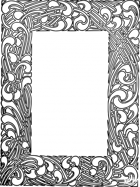 Vintage Curly Whirly Frame coloring page image