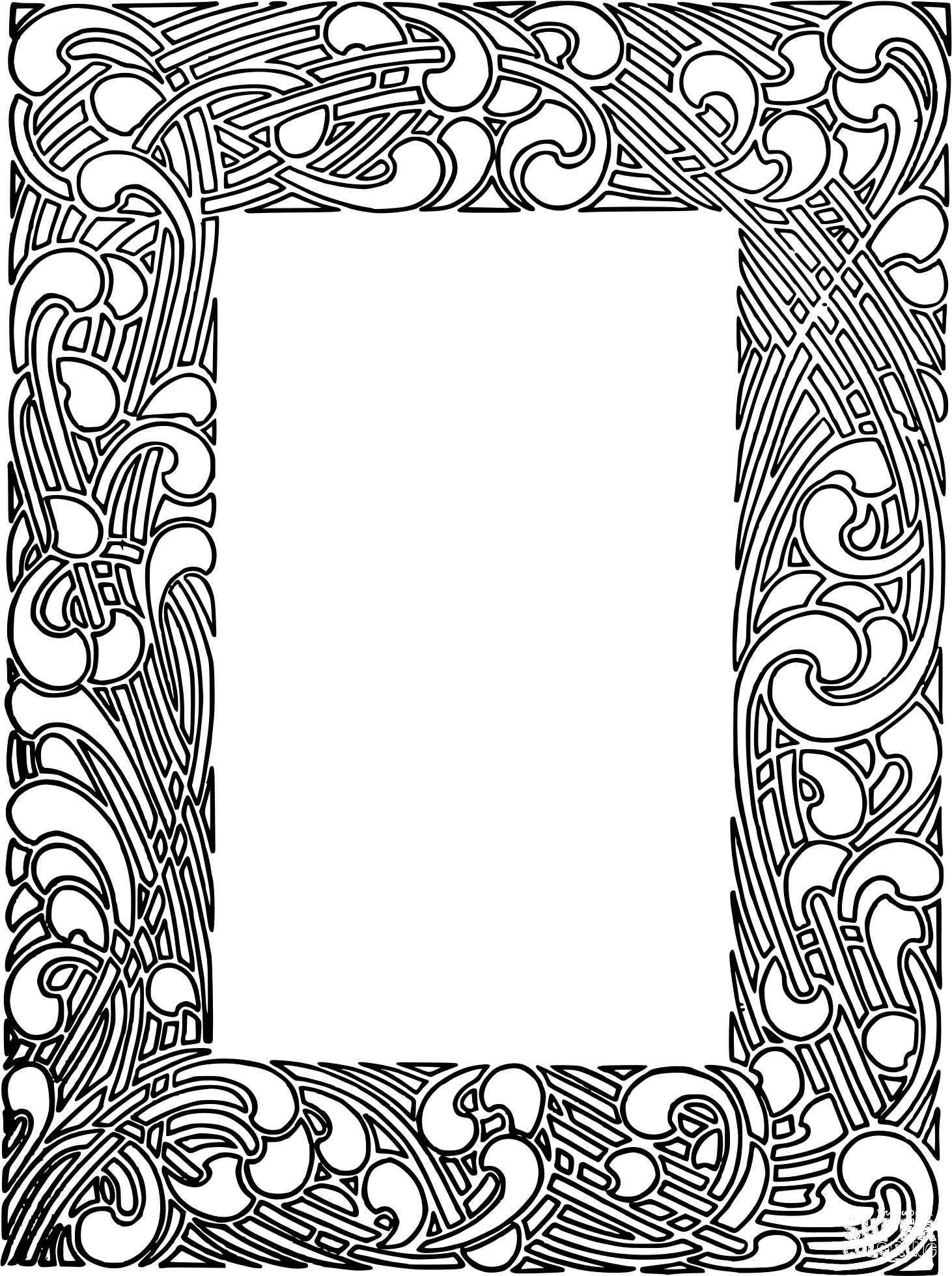 Vintage Curly Whirly Frame Coloring Page Colouringpages