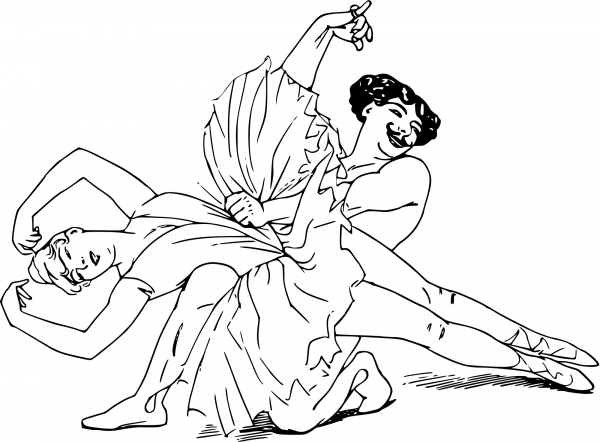 Vintage Dancers coloring page image