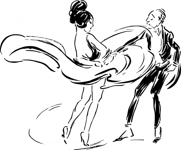 Vintage Dancing Couple coloring page image