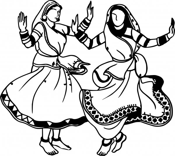 Vintage Dancing Girl coloring page image