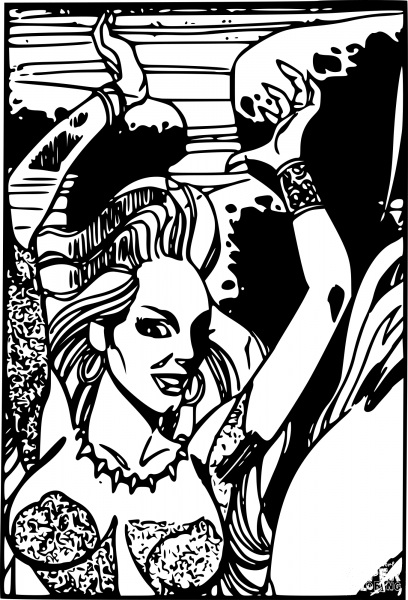 Vintage Dancing Horror Woman coloring page image