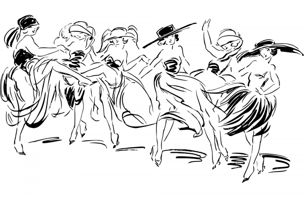 Vintage Dancing Ladies coloring page image