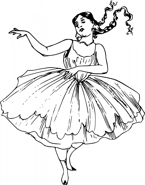 Vintage Dancing Lady coloring page image