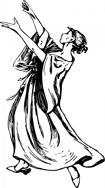 Vintage Dancing Lady coloring page image