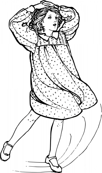 Vintage Dancing Little Girl coloring page image