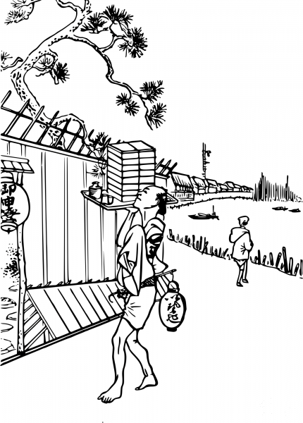 Vintage Delivering Food coloring page image