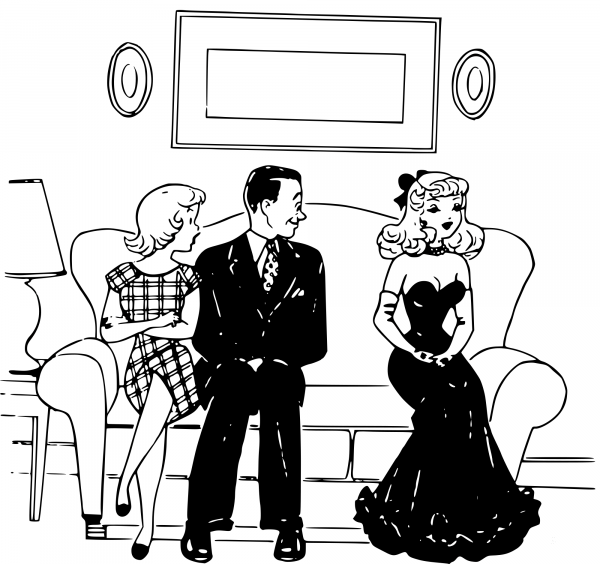 Vintage Distracted Guy coloring page image