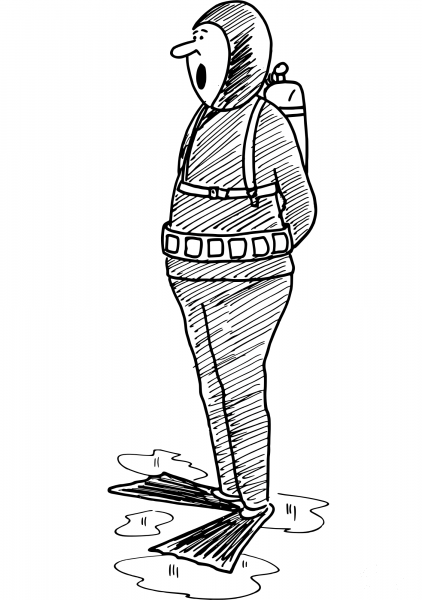 Vintage Diver coloring page image