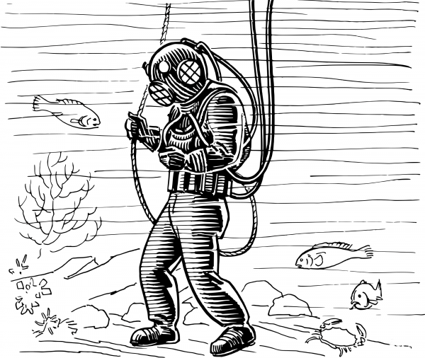 Vintage Diver coloring page image