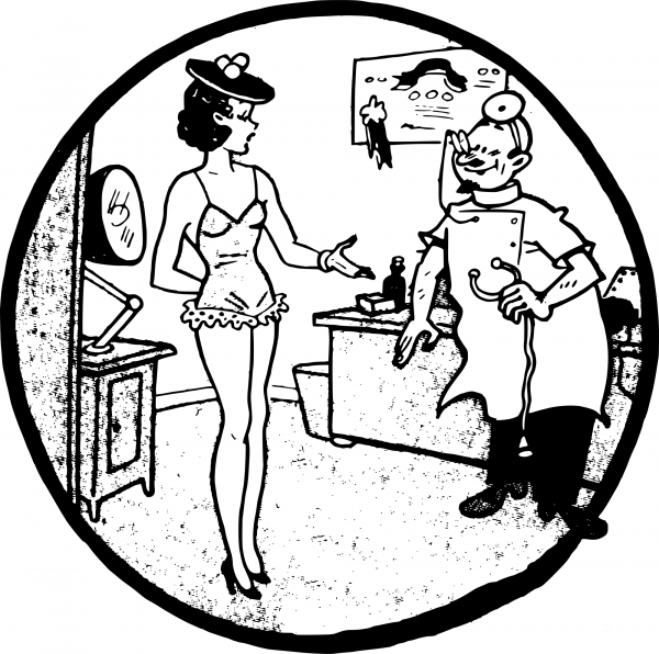 Vintage Doctor and Lady coloring page image