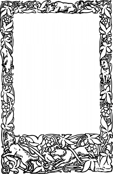 Vintage Dog Frame Vines coloring page image