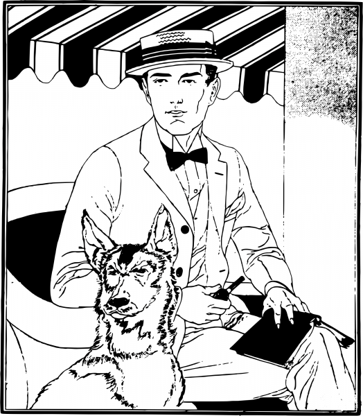 Vintage Dog Man Book coloring page image