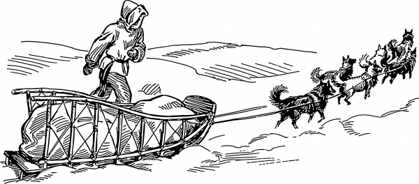 Vintage Dog Sled coloring page image