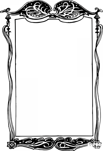 Vintage Doodle Wing Frame coloring page image