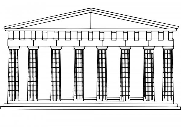 Vintage Doric Temple coloring page image