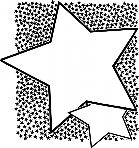 Vintage Double Star Frame coloring page image