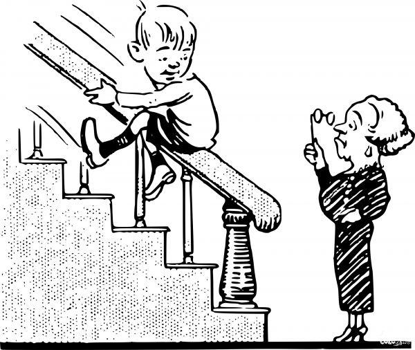 Vintage down Stairs coloring page image