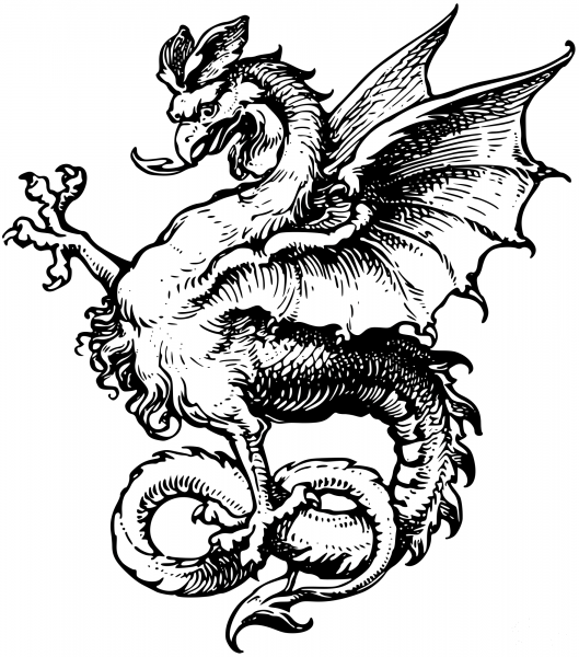 Vintage Dragon coloring page image