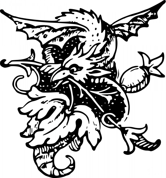 Vintage Dragon Design coloring page image