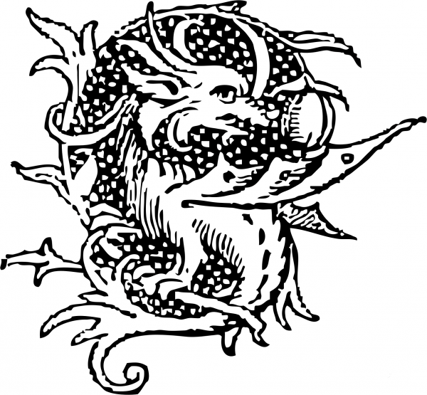Vintage Dragon Page Ornament coloring page image