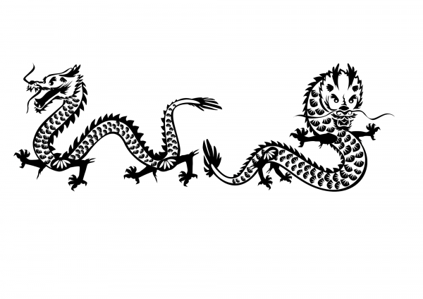 Vintage Dragons coloring page image