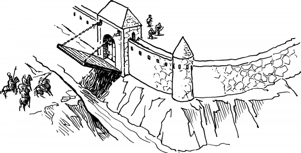 Vintage Drawbridge coloring page image