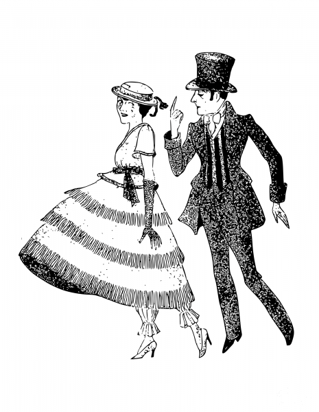 Vintage Dressed up Couple coloring page image