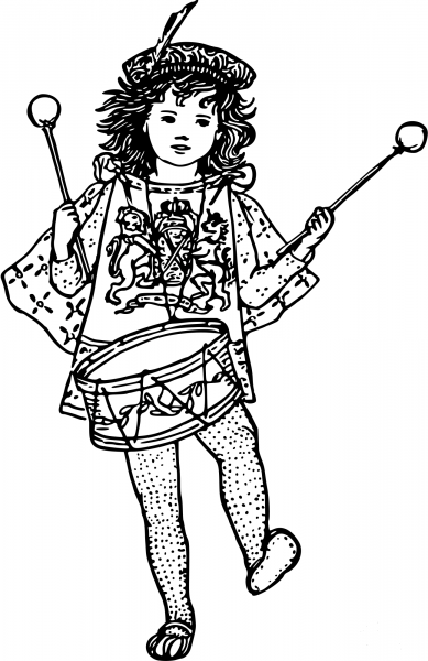 Vintage Drummer Child coloring page image