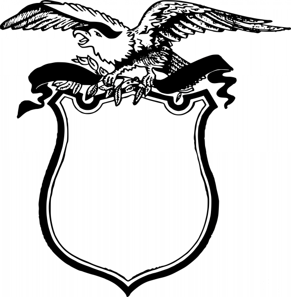 Vintage Eagle Shield Frame coloring page image