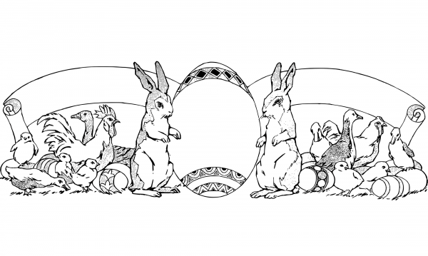 Vintage Easter Banner coloring page image