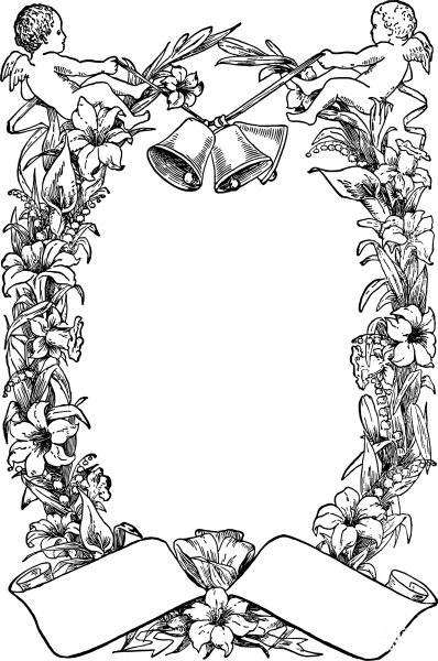 Vintage Easter Bell Frame coloring page image