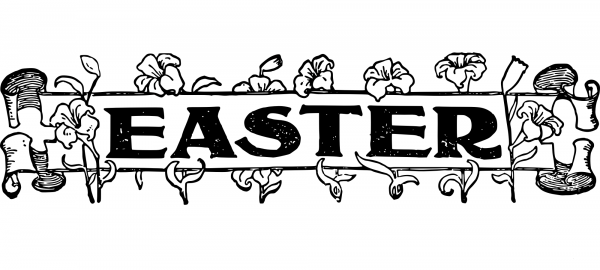 Vintage Easter Text Banner coloring page image