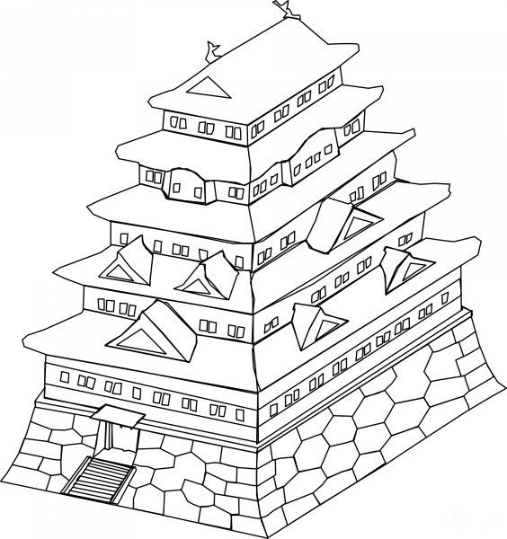 Vintage Edo Castle coloring page image