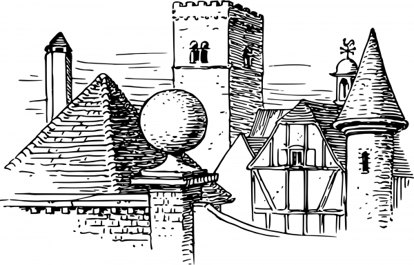 Vintage Elementary Forms in Architecture coloring page image