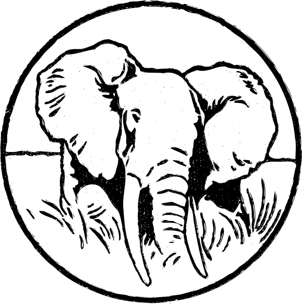 Vintage Elephant Stamp coloring page image
