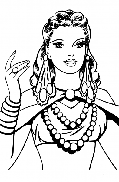 Vintage Exoctic Princess coloring page image