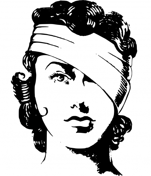 Vintage Face Hurt Lady coloring page image