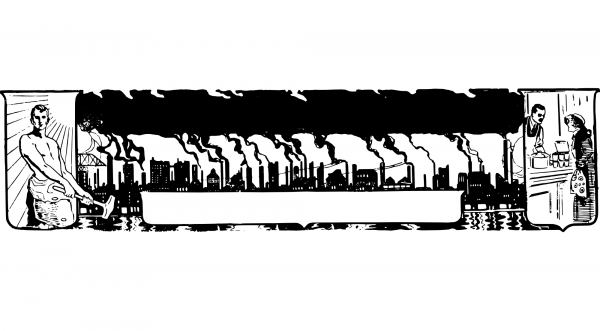 Vintage Factory Smoke Banner coloring page image