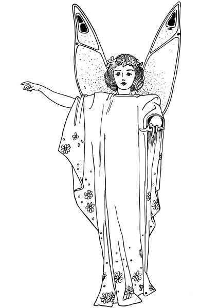 Vintage Fairy coloring page image