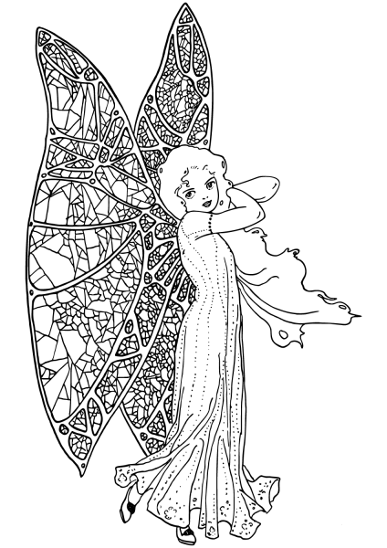 Vintage Fairy coloring page image
