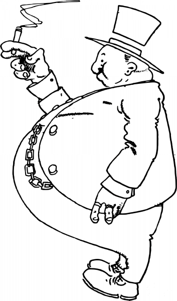 Vintage Fat Businessman coloring page image
