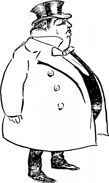 Vintage Fat Man in a Suit coloring page image