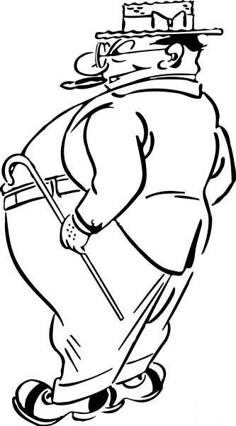 Vintage Fat Man with a Cigar coloring page image