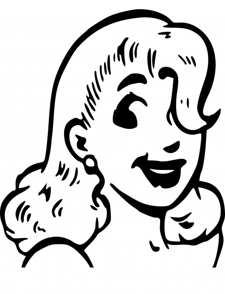 Vintage Female Cartoon Head coloring page image