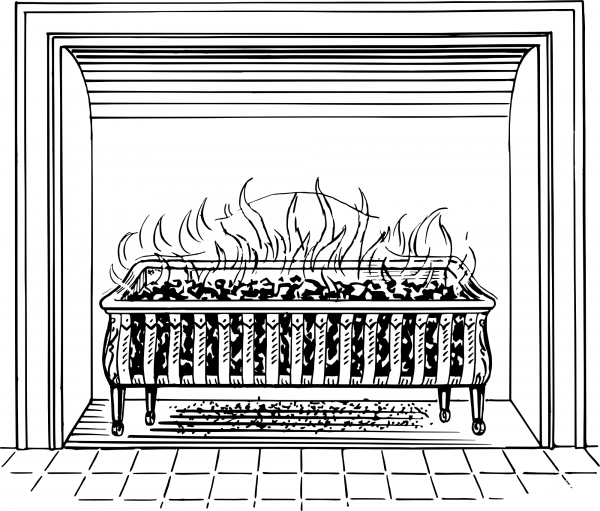 Vintage Fireplace coloring page image